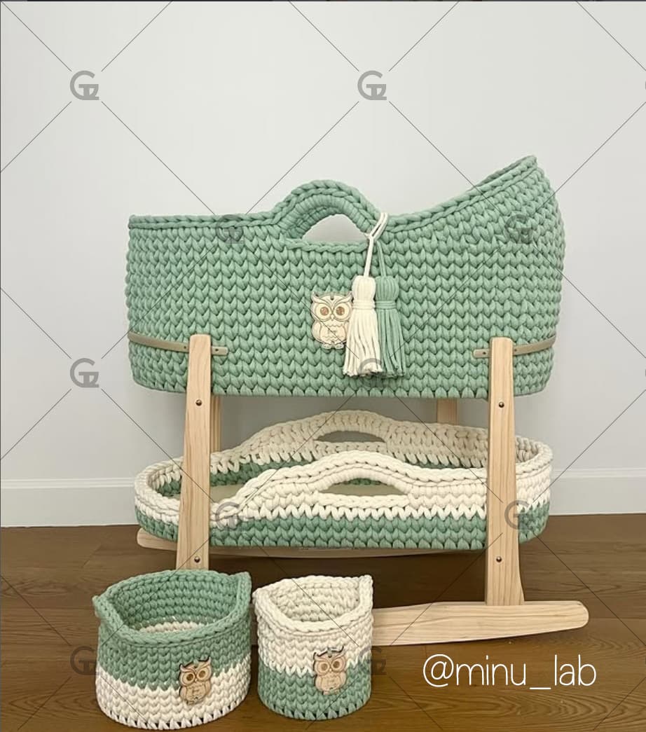 set completo con culla, fasciatoio e cestini 15 e 20cm GTL