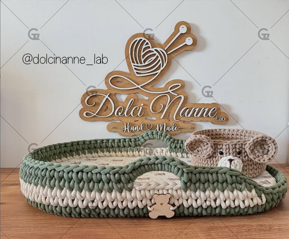 set fasciatoio e cestino 30cm con basi in legno GTL